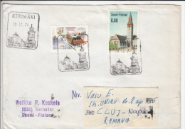 CHURCH, HORSE WITH SLEDGE, CASTLE POSTMARK, STAMPS ON COVER, 1976, FINLAND - Brieven En Documenten