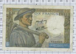 10 Francs Mineur, Ref Fayette 8-8, état TTB - 10 F 1941-1949 ''Mineur''