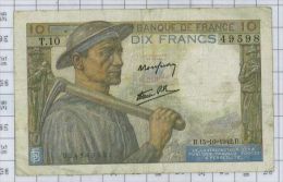 10 Francs Mineur, Ref Fayette 8-4, état TTB - 10 F 1941-1949 ''Mineur''