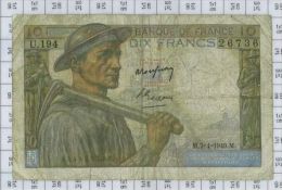 10 Francs Mineur, Ref Fayette 8-21, état TB - 10 F 1941-1949 ''Mineur''