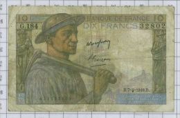 10 Francs Mineur, Ref Fayette 8-20, état TB - 10 F 1941-1949 ''Mineur''