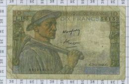 10 Francs Mineur, Ref Fayette 8-21, état B - 10 F 1941-1949 ''Mineur''