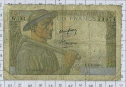 10 Francs Mineur, Ref Fayette 8-21, état B-TB - 10 F 1941-1949 ''Mineur''