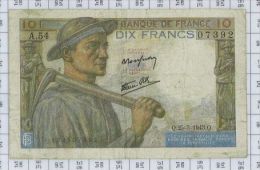 10 Francs Mineur, Ref Fayette 8-8, état TTB - 10 F 1941-1949 ''Mineur''