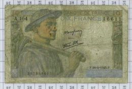 10 Francs Mineur, Ref Fayette 8-14, état B - 10 F 1941-1949 ''Mineur''