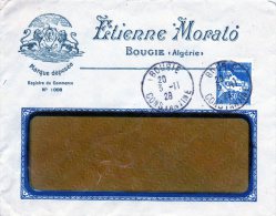 Enveloppe De BOUGIE (  Algèrie)avec Entête Des Etablisements Etienne -MORATO En 1928; - Storia Postale