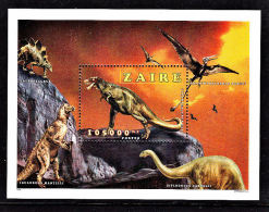 J0068 ZAIRE 1996, Dinosaurs, Prehistoric Animals With Hong Kong Stamp Exhibition Overprint MNH - Andere & Zonder Classificatie