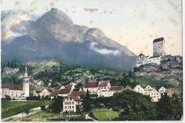 Sargans - Dorf Mit Schloss Und Gonzen          Ca. 1910 - Sargans