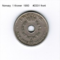 NORWAY    1  KRONER  1950  (KM # 385) - Norvège