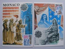 Monaco 1526/7 Maximumkarte MK/MC, EUROPA/CEPT 1982, Historische Ereignisse - Maximumkarten (MC)