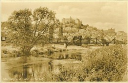 Marburg A.d. Lahn Holz-Brücke Panorama 3.11.1934 Mit Saar-Briefmarke - Marburg