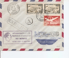 Maroc Français -Mermoz  ( Lettre Commémorative Par Avion De 1955 Vers L'Argentine à Voir) - Poste Aérienne