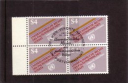 1981. UN Vienna, Palestine People,   Block Of 4, Used With First Day Cancellation - Gebruikt