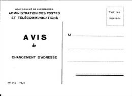 Luxembourg - Postes - Avis De Changement D'adresse N° 84 A - 1974 (non Utilisé) - Ganzsachen