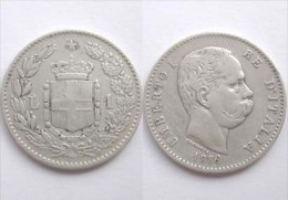 ECCEZIONALE !!! 1 LIRA 1886 " STEMMA CROCIATO " !!! - 1878-1900 : Umberto I