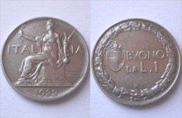 ECCEZIONALE E SUPERBA !!! 1 LIRA 1922 " BUONO " !!! - 1900-1946 : Victor Emmanuel III & Umberto II