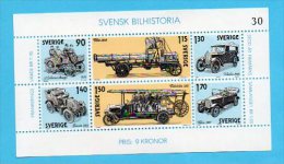 SUEDE Bloc Histoire De L'automobile - Bilhistoria - 1980 - Blocks & Kleinbögen