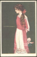 CORBELLA GIRL W DOLL OLD VINTAGE POSTCARD - Corbella, T.