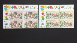 UNO-Genf 254/5 Sc 258/9 Yt 274/5 **/mnh Eckrandviererblock ´A´, Bevölkerung  (EVB ´B,C Oder D´ Auch Möglich) - Neufs