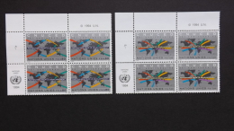 UNO-Genf 259/0 Sc 260/1 Yt 274/5 **/mnh Eckrandviererblock ´A´, Bevölkerung  (EVB ´B,C Oder D´ Auch Möglich) - Neufs