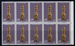 A5248 ZAIRE 1977, SG 882 0.04Z Statuettes And Masks (Ethnography, Tribal Art) Block Of 10  MNH - Unused Stamps