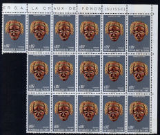 B0312 ZAIRE 1977, SG 885 0.05Z Statuettes And Masks (Ethnography, Tribal Art) Block Of 16  MNH - Ongebruikt