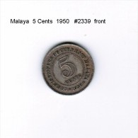 MALAYA    5  CENTS  1950  (KM # 7) - Colonias