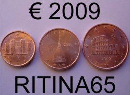 !!! N. 3 COINS/MONETE 1,2 AND 5 CT. ITALIA 2009 UNC/FDC !!! - Italia