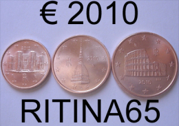 !!! N. 3 COINS/MONETE 1,2 AND 5 CT. ITALIA 2010 UNC/FDC !!! - Italy