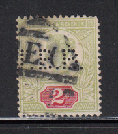 Great Britain Used Scott #113 2p Victoria, Green & Carmine Perfin: T.B.B. - Jubilee - Perfin