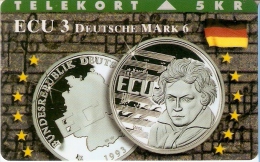 TARJETA DE DINAMARCA DE UNA MONEDA (COIN) GERMANY-ALEMANIA - Timbres & Monnaies