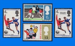 GB 1966-0005, World Cup Football Championship, Complete Set Of 4 MNH Stamps - Unused Stamps