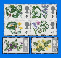 GB 1967-0001, British Wild Flowers, Set Of 6 MNH Stamps - Ungebraucht