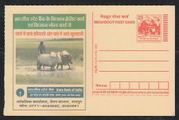 India  2007  Cattle Ploughing Feilds State Bank Post Card # 50684 - Vaches