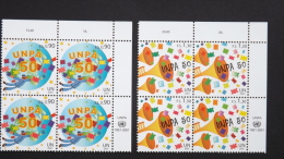 UNO-Genf 424/5 Sc 377/8 Eckrandviererblock EVB ´B´ ** MNH, 50 J. UNPA (auch EVB ´C´ Möglich) - Unused Stamps
