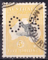 Australia 1915 Kangaroo 5 Shillings Grey & Yellow 2nd Wmk Perf OS Used - Gebruikt