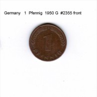 GERMANY    1  PFENNIG  1950 G  (KM # 105) - 1 Pfennig