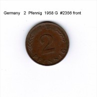 GERMANY    2  PFENNIG  1958 G  (KM # 106) - 2 Pfennig