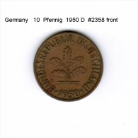 GERMANY   10  PFENNIG  1950 D  (KM # 108) - 10 Pfennig