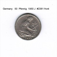 GERMANY   50  PFENNIG  1950 J  (KM # 109.1) - 50 Pfennig