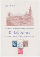 1945 Czechoslovakia, Commemorative Letter, Paper, Cover, Stamp, Sheet. Dr. Eduard Benes V Tabore.  (B05025) - Cartas & Documentos