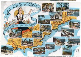 CP, LA CÔTE D´AZUR, Merveille De La Nature, Multivues, Ecrite, Ed : COMBIER - Carte Geografiche
