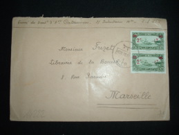 LETTRE POUR FRANCE TP 1,25P SURCHARGE 2P X2 OBL. 16 DE 30 ALEP - Storia Postale