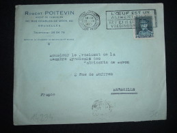 LETTRE POUR FRANCE TP 1F75 OBL.MEC. 22 IX 1932 BRUXELLES (NORD) + L'OEUF EST UN ALIMENT IDEAL + ROBERT POITEVIN - Lettres & Documents
