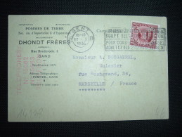 CP POUR FRANCE TP 1F OBL. MEC. 27 I 1933 GENT 10 + POMME DE TERRE DHONDT FRERES - Brieven En Documenten