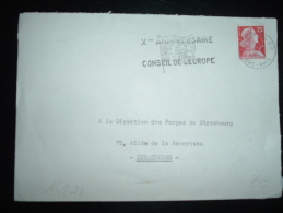 LETTRE TP MARIANNE DE MULLER 25F OBL.MEC. 5-5-1959 STRASBOURG RP (67 BAS-RHIN) + CONSEIL DE L'EUROPE - Europese Instellingen