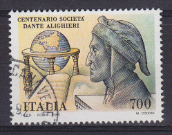 Italy 1990 Mi. 2153     700 (L) Dante-Gesellschaft Dante Alighieri, Dichter Globus Buch Globe Weltkugel - 1981-90: Oblitérés
