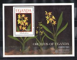 Uganda - 1990 Flowers Overprint Block (1) MNH__(TH-4780) - Ouganda (1962-...)