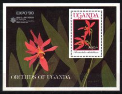 Uganda - 1990 Flowers Overprint Block (2) MNH__(TH-4779) - Ouganda (1962-...)