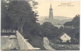 Deggendorf Partie Mit Der Pfarrkirche Holzlagerplatz Mit Sägewerk 27.8.1912 Gelaufen - Deggendorf